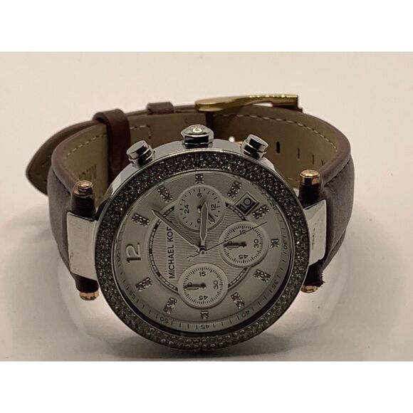 Michael Kors MK5353 Women's Brown Leather Analog Silver Dial Quartz Watch RU323 - Picture 6 of 11